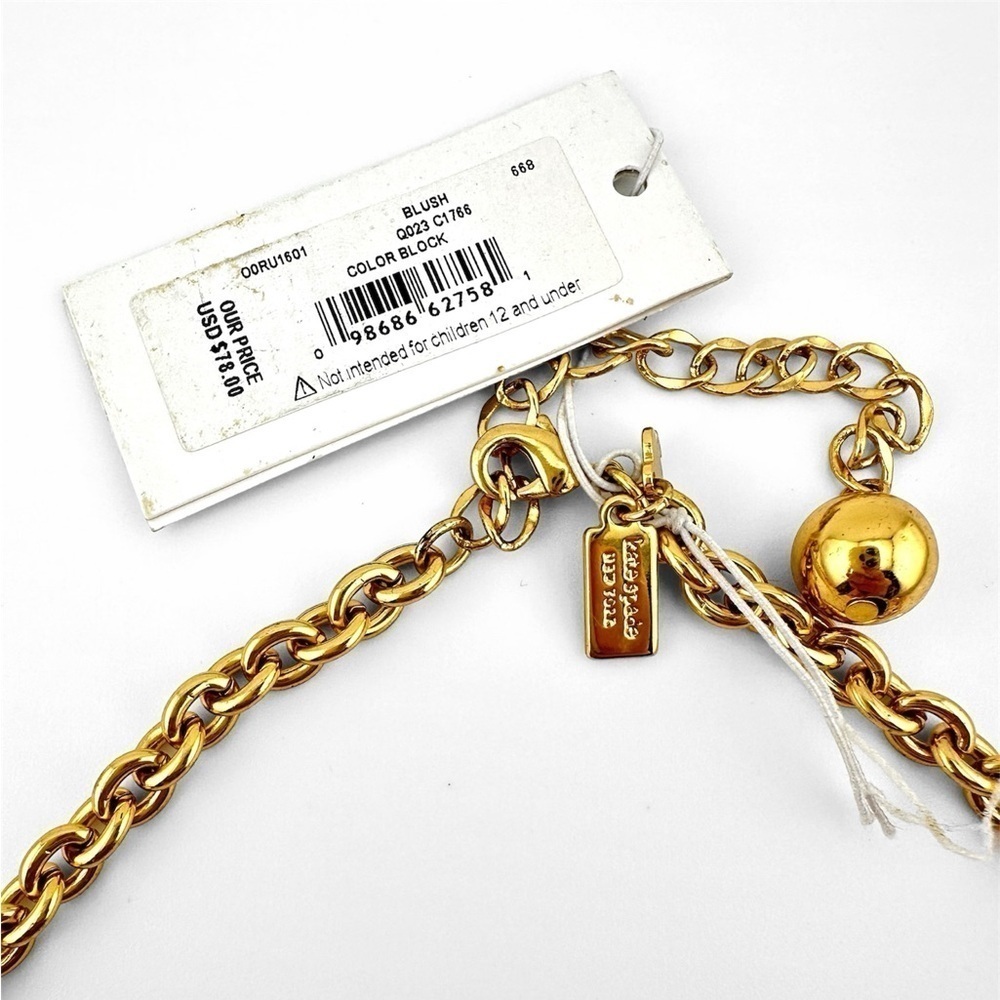 NWT Kate Spade Necklace, Peach Two Tone Gold Tone & Rhinestone Spacers - Picture 6 of 7